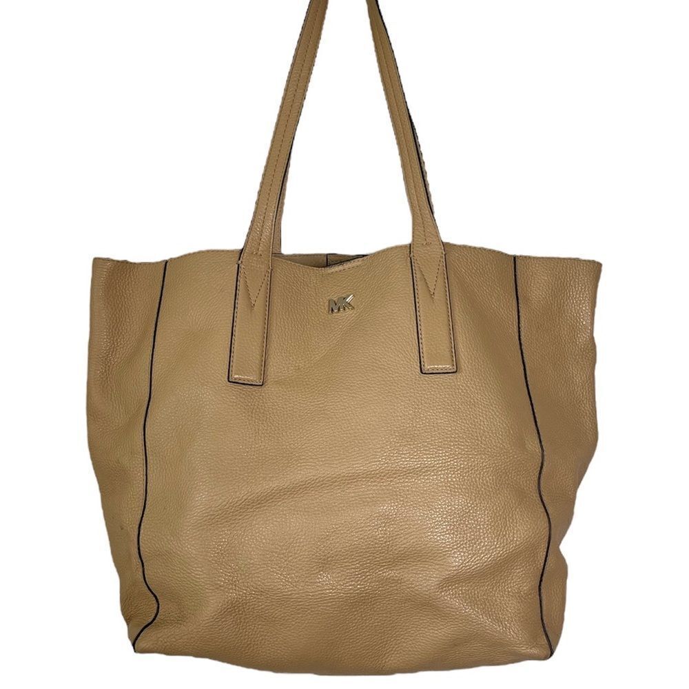 Michael Kors Junie Tote Large Pebbled Leather Bag Butternut Beige Neutral Purse